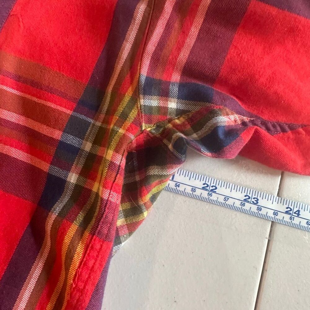 Liz‎ Claiborne Sport Vintage Tartan Plaid Button Down Shirt Size M Red Classic - Picture 9 of 11